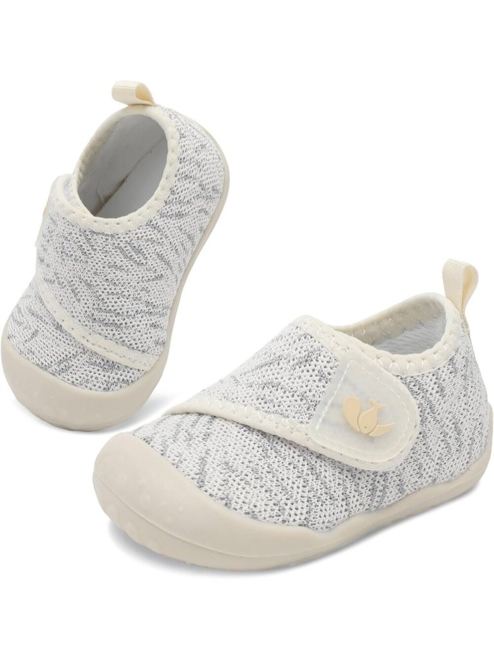Baby Beige Grey Knit Walking Wide Shoes Infant Newborn Crib Barefoot Sneakers